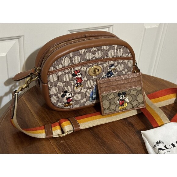 Disney X Coach Camera Bag With Mickey Mouse And Friends + Credit Card Holder - Picture 2 of 11